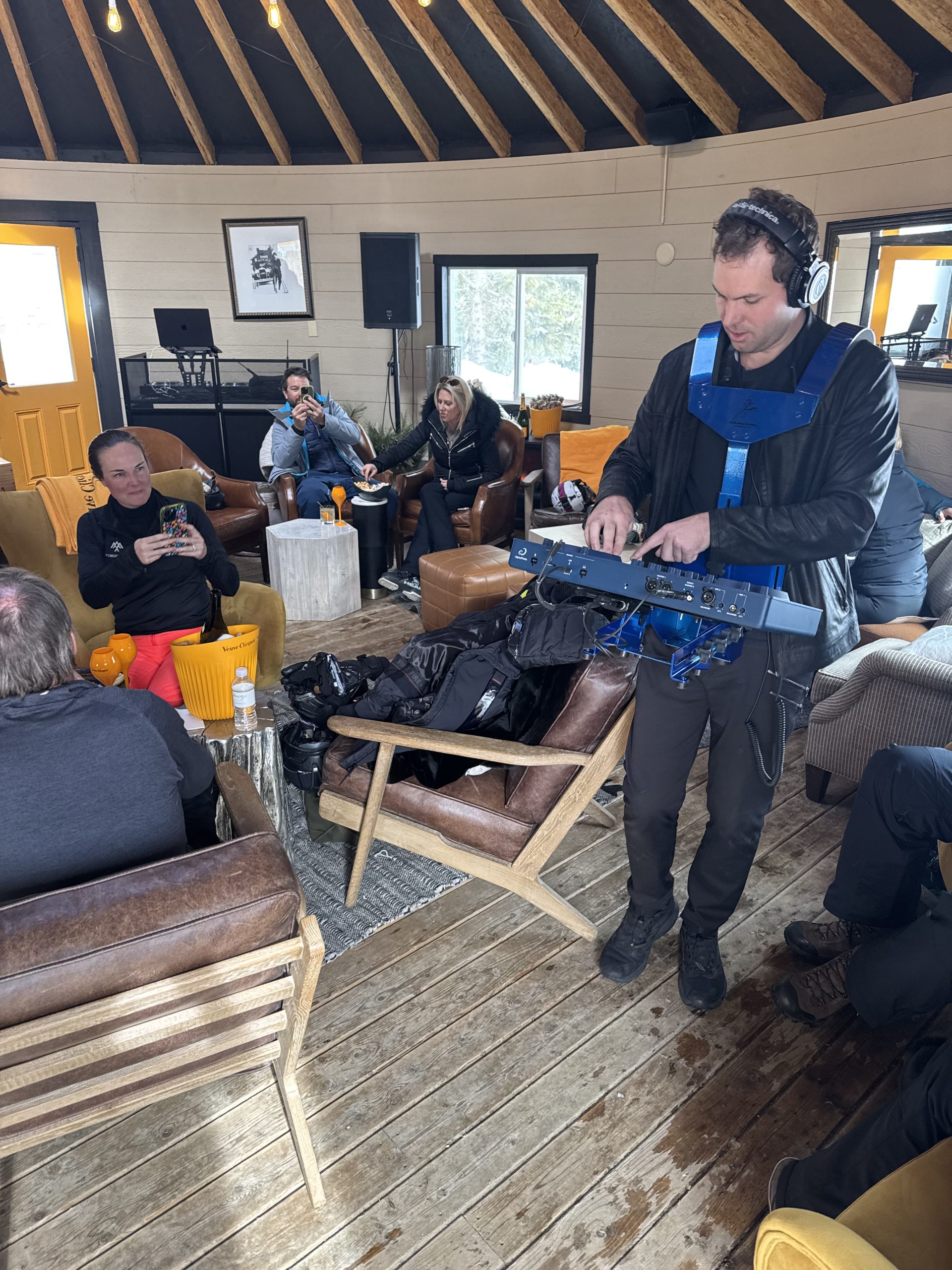 DJ performing outdoors with a Walkabout Carrier