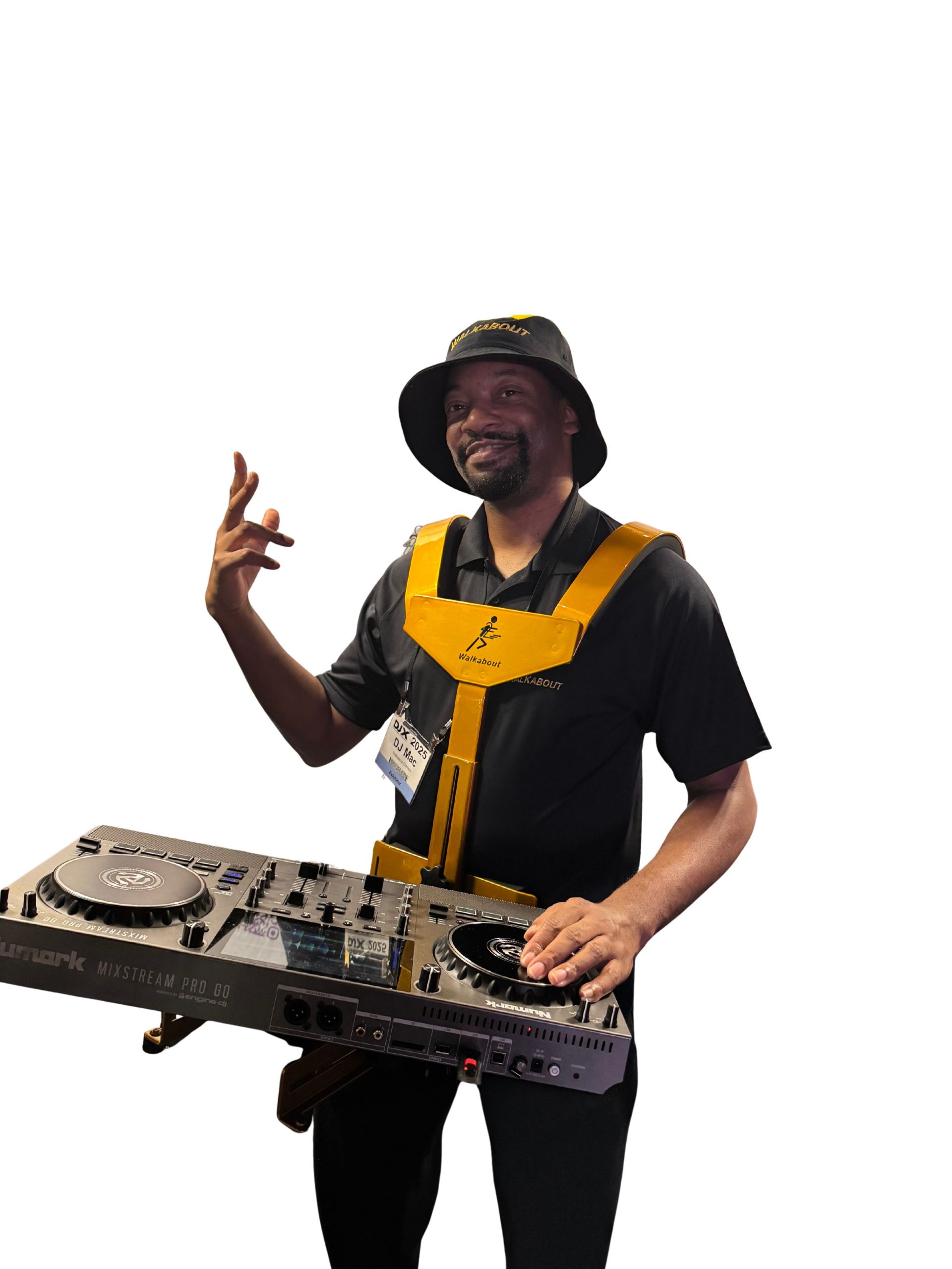 DJ performing with a Walkabout Carrier in a professional event environment
